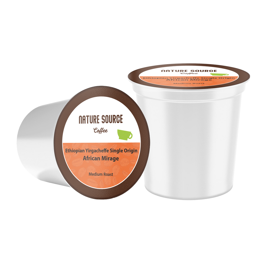 Yirgacheffe Ethiopia Single Origin | Organic |  African Mirage - Single Serve Cups Coffee | 0.35oz | Fresh Roasted