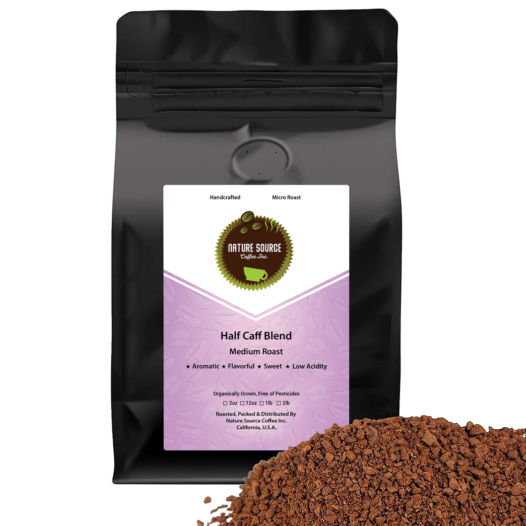 Half Caff Blend Swiss Water | Organic | 100% Arabica | Medium Roast | California Fresh Roasted