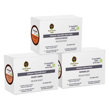 Load image into Gallery viewer, Ethiopian Yirgacheffe Single Origin Arabica Coffee, African Mirage - Single Serve Cups, 0.35oz-Nature Source Coffee-100% Arabica Coffee,Caffeine,Coffee,Compatible Single Serve Cups,Creamy,Ethiopian Yirgacheffe,Free of Artificial Flavors,Free of Pesticides,Fresh Roasted Daily,Ground,Medium Roast,Mellow,Naturally Caffeinated,Organic,Roasted &amp; Packed in The U.S.A.,Single origin,Single Serve Cups,Sweet
