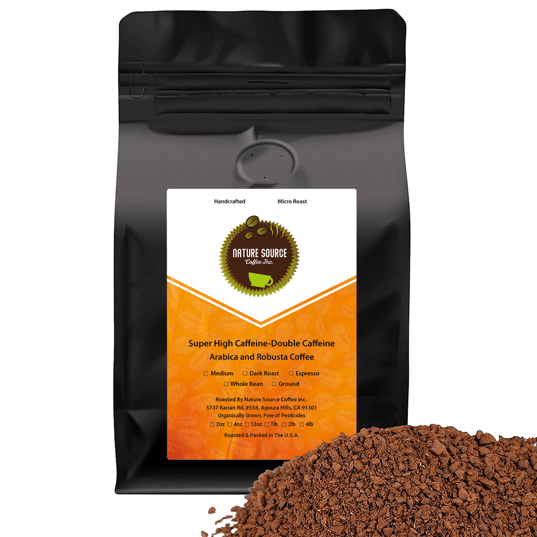 Super High Caffeine Coffee, Double Caffeine, Arabica-Robusta Coffee, Medium | Specialty Roasted Coffee - Nature Source Coffee